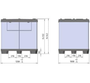 BOX TP CONTENEDOR 1200x1000 9 pies o 3 patines esquema