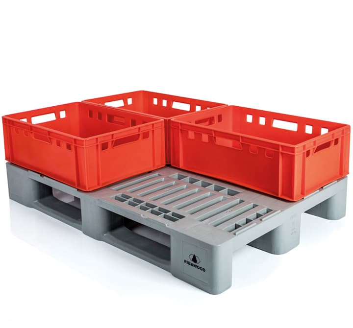 Pallet tipo H1 con cajas E2 l sector cárnico detalle palé